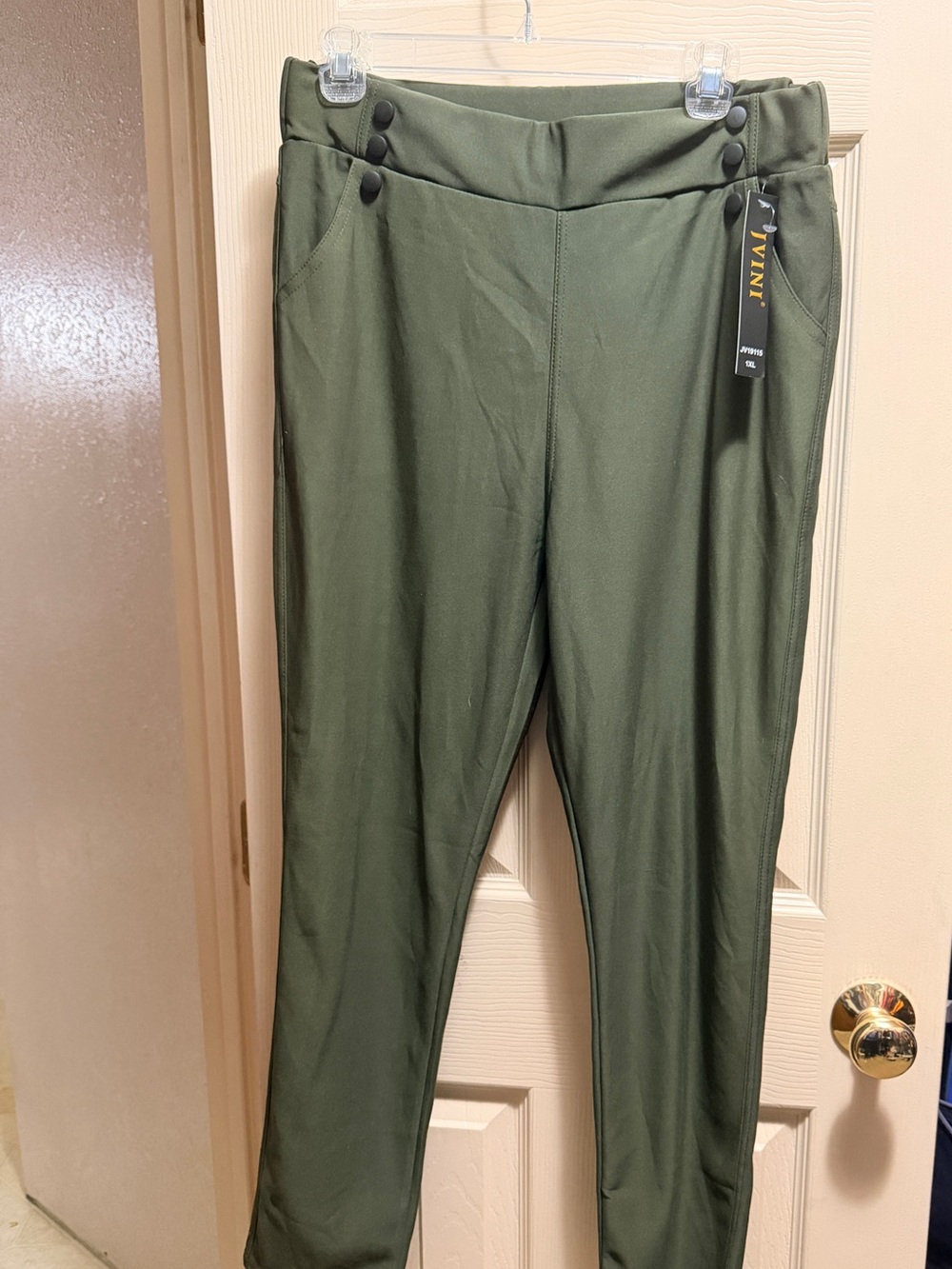 JVINI 1XL Olive Green Stretch Pants NWT | Utility Military Chic